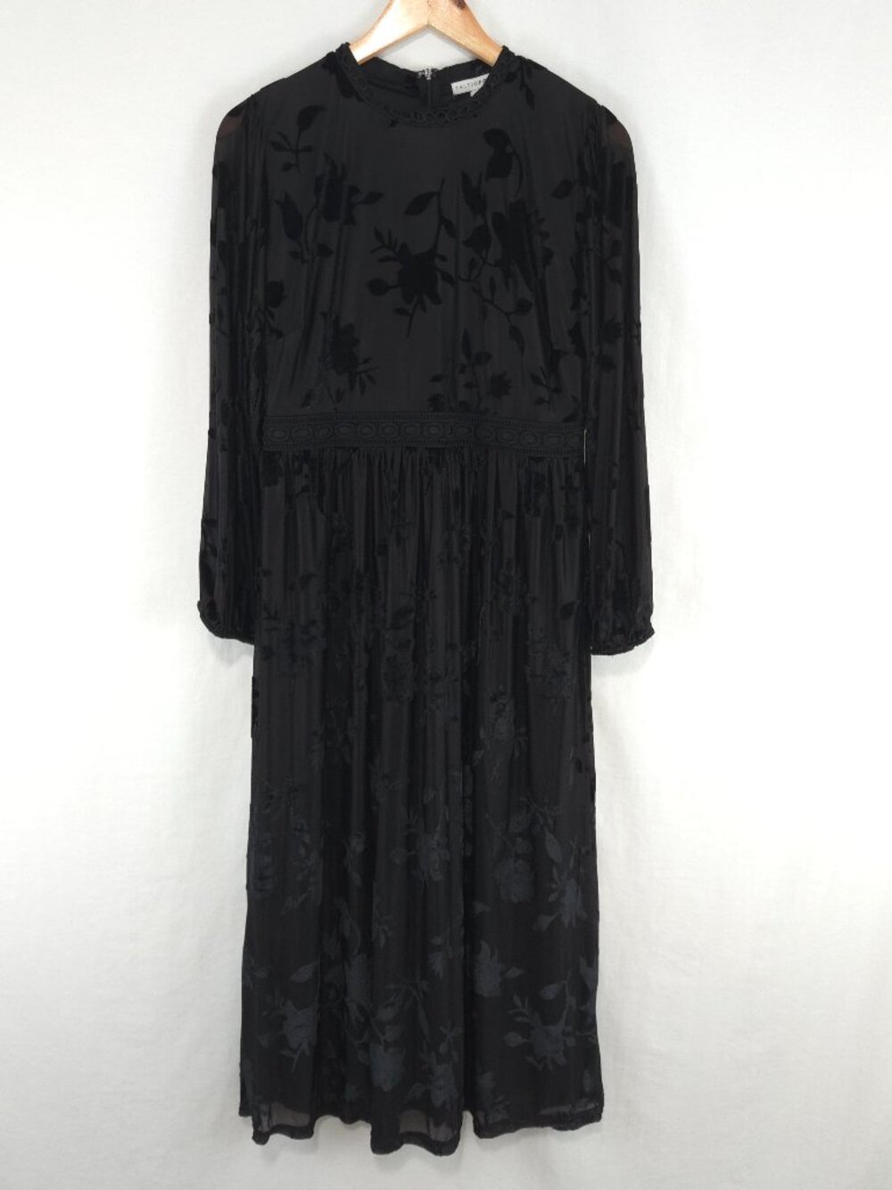 Baltic Born Women's Black Christine Velvet Embossed Midi Dress